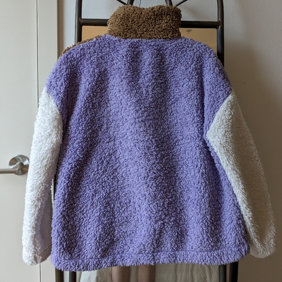 GAP Colorblock Sherpa Quarter-Zip Pullover Sweatshirt (Size: Small) - Picture 2 of 6